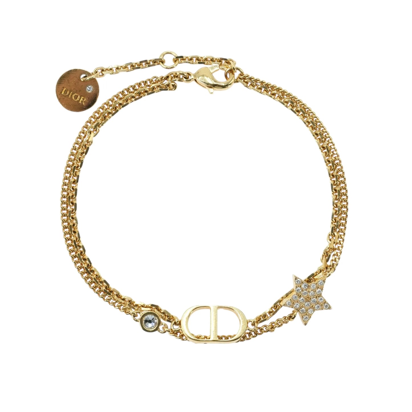 Dior プティ CD ダブル ブレスレット スター ラインストーン - ゴールドプレート