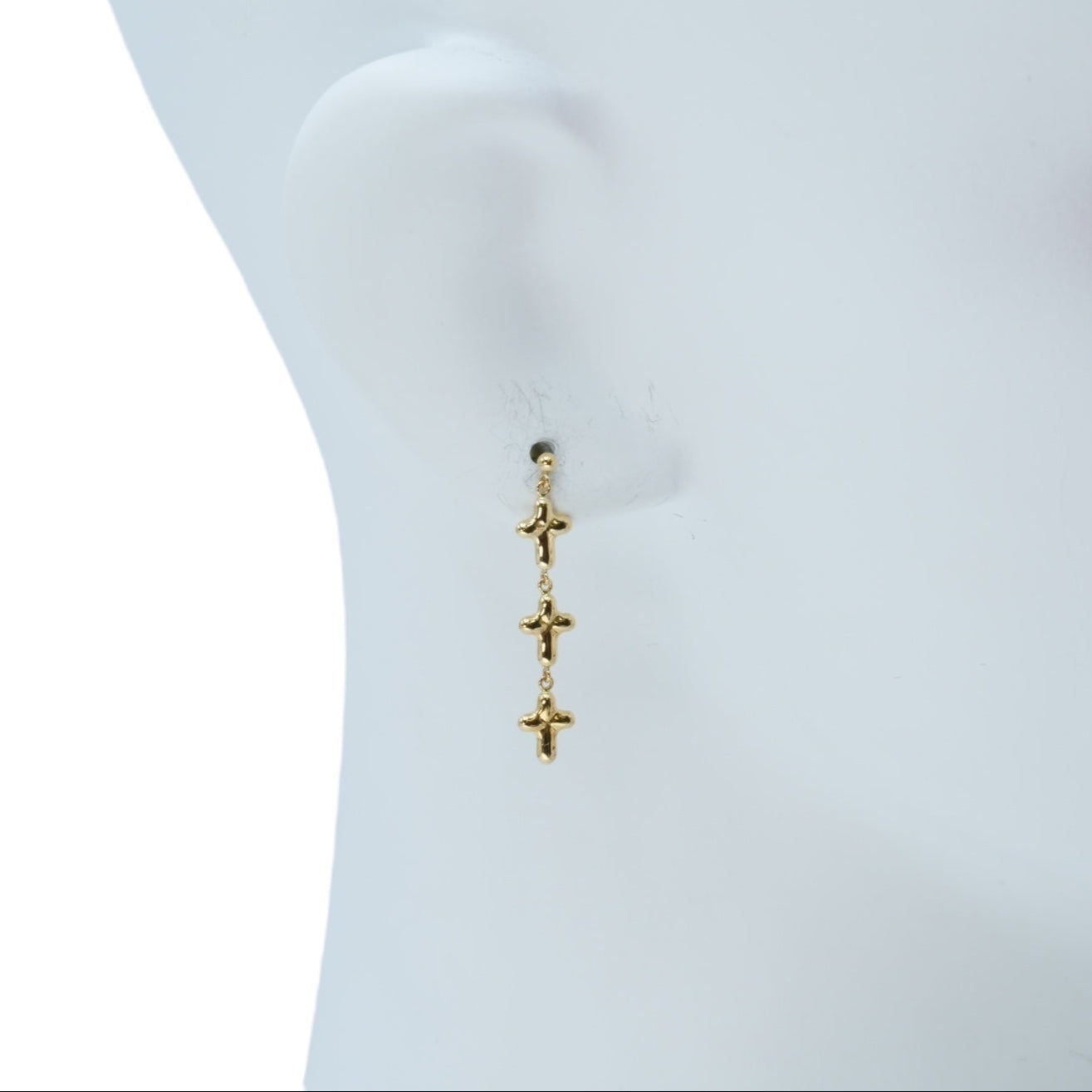 Triple Cross Earrings - 18KYG - 06679
