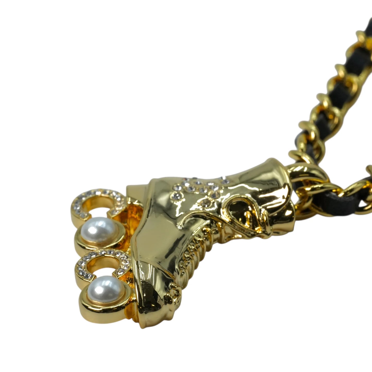 CHANEL パール クリスタル ローラースケート ネックレス - GP