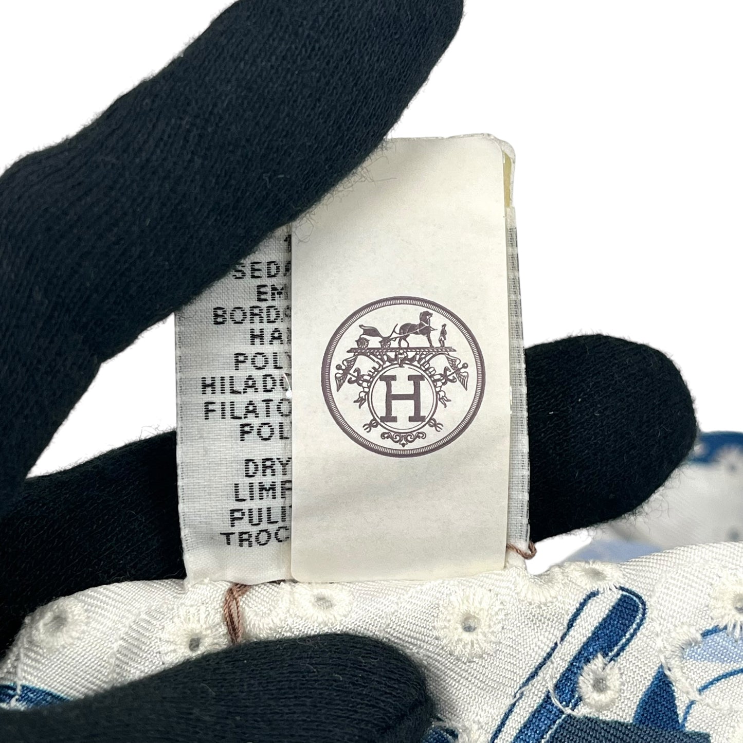 Hermès ツイリー スカーフ ブロドリー アングレ ドレ ブークル - ブルー × ホワイト