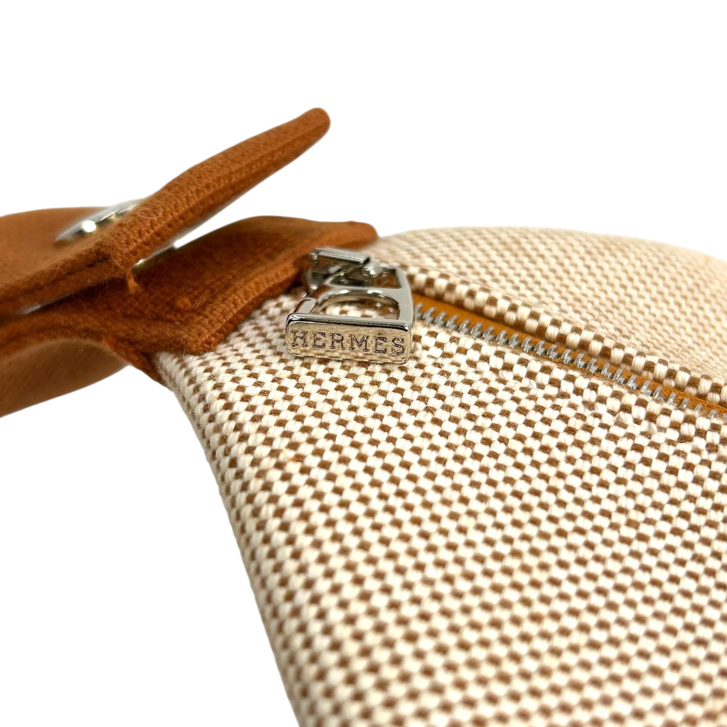 HERMES Bridesmaid Black GM Cotton Canvas Handbag - Beige