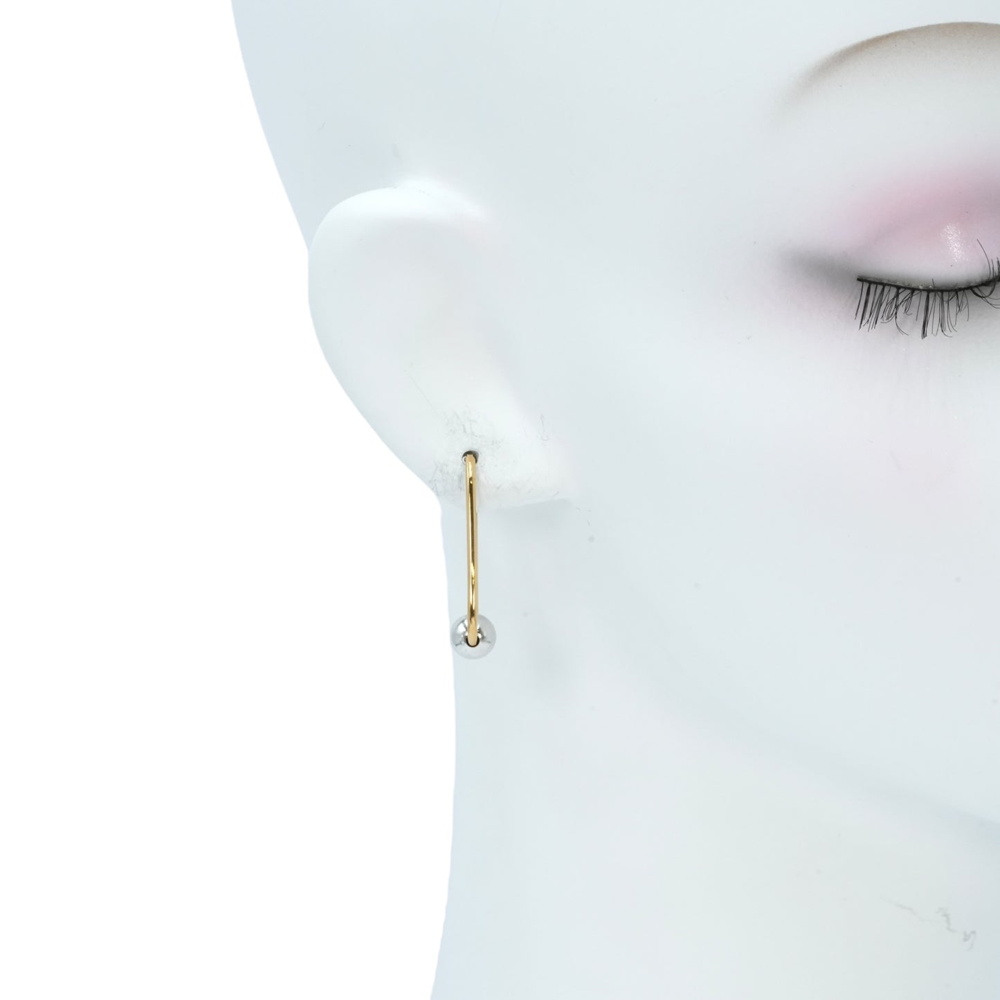 Silver ball earrings - 18KYG / 18KWG - 30887