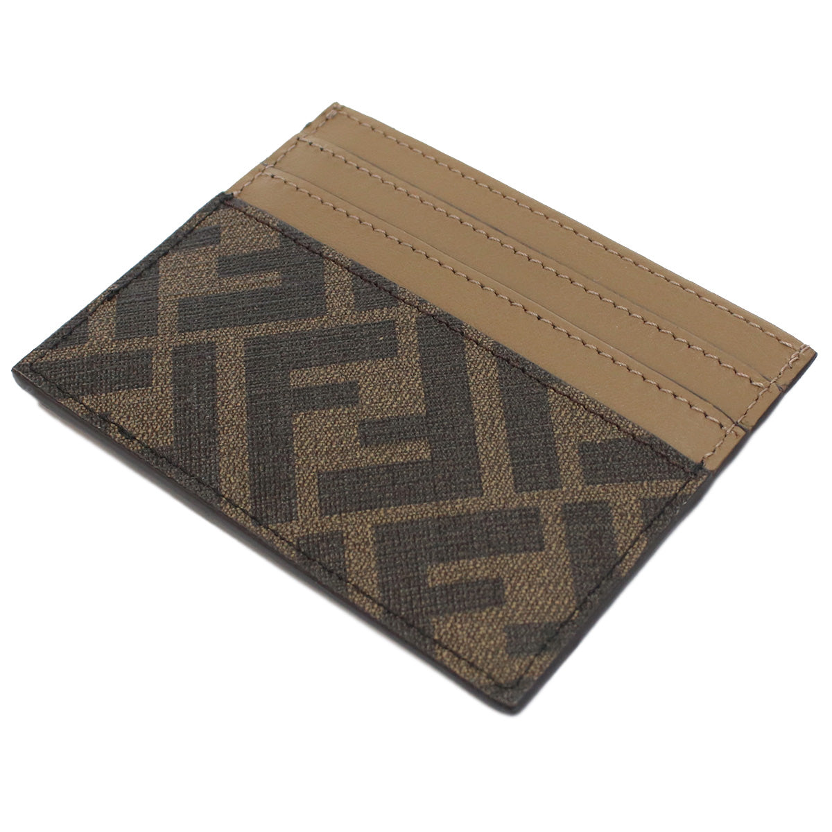FENDI FF Jacquard Leather Card Case - Brown
