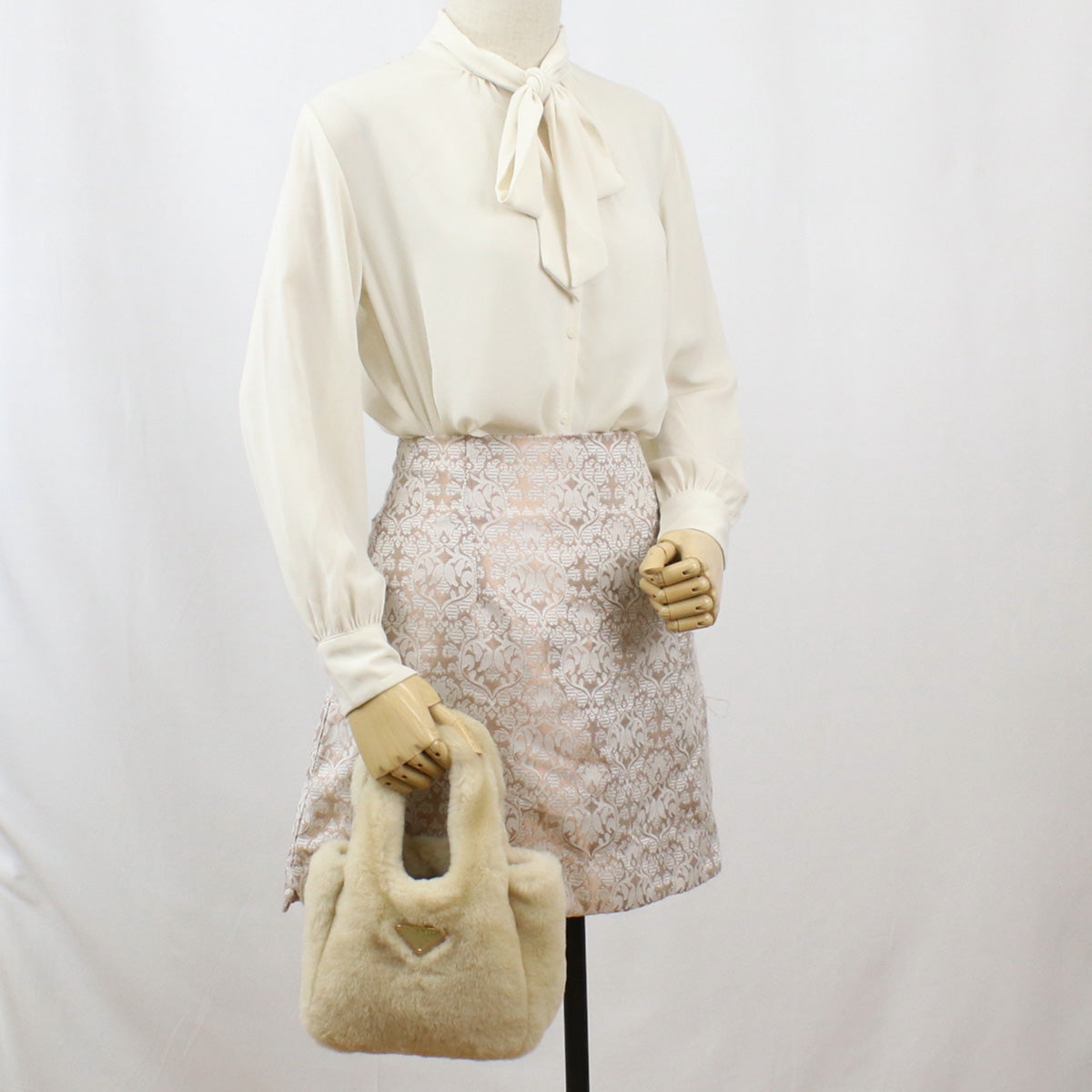 PRADA【プラダ】 1BA349 トートバッグ/MONTONE フェイクファー/レザー レディース