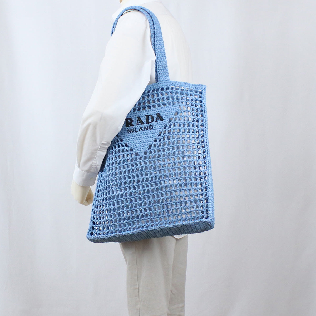 PRADA Raffia Tote Bag - Blue