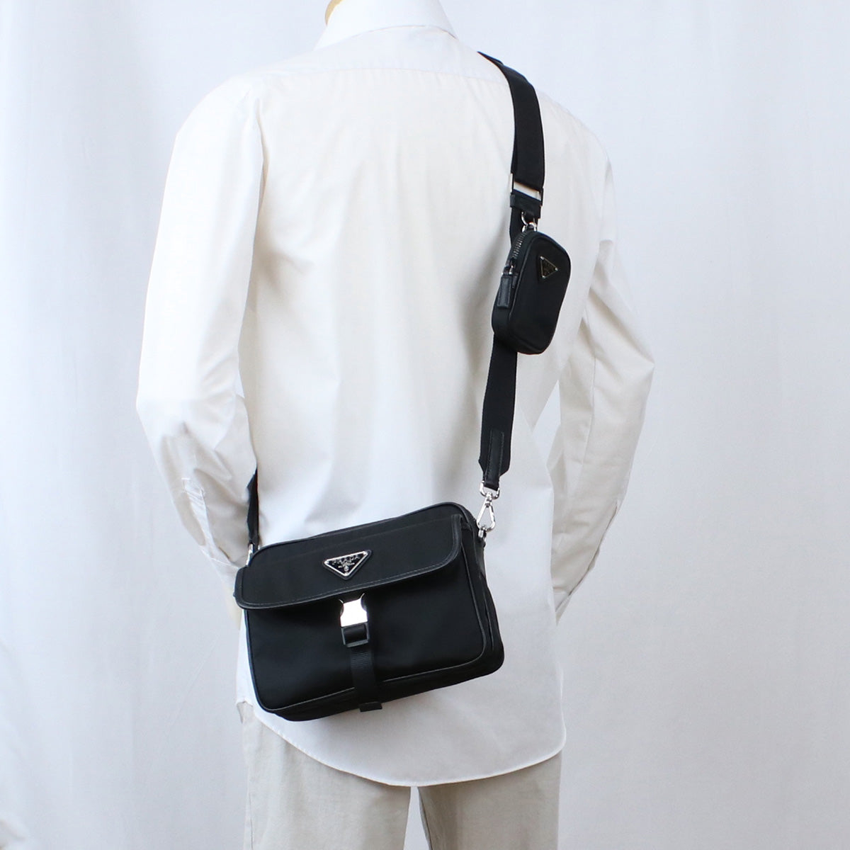 PRADA【プラダ】 2VH133 斜め掛け ショルダーバッグ/TESSUTO+SAFFIANO メンズ