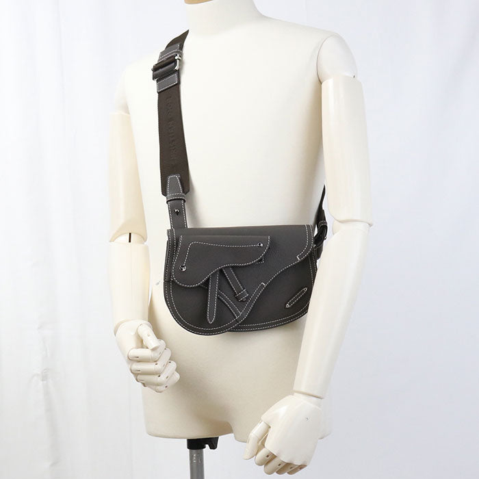 Dior サドル カーフスキン ボディバッグ ショルダーバッグ - グレー
