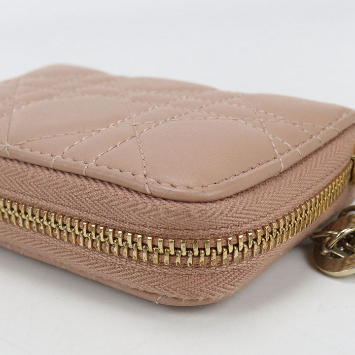 Dior Lady Dior Lambskin Card Case and Coin Case - Pink