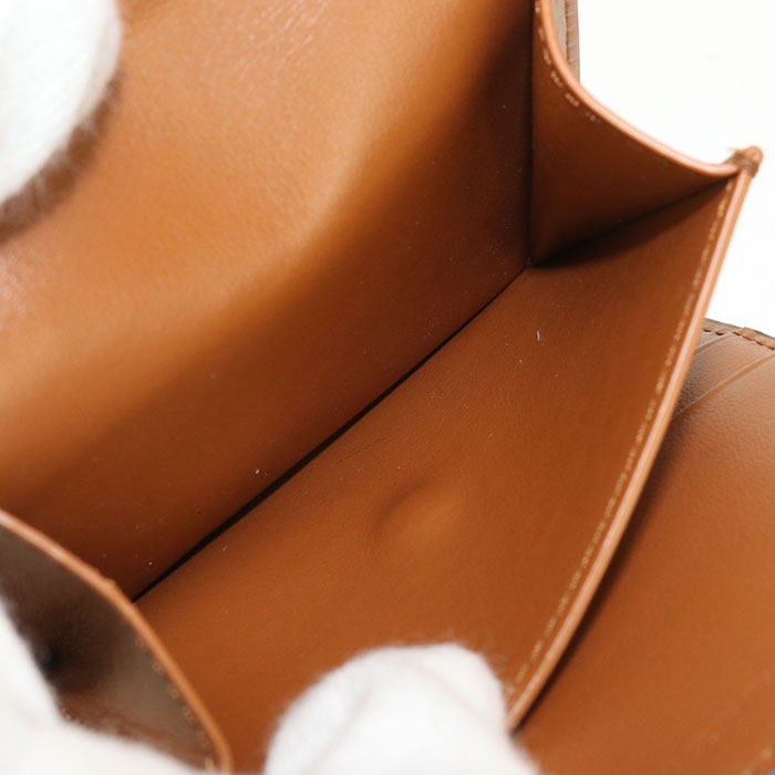 CELINE Triomphe Small Flap Lambskin Tri-Fold Compact Wallet - Brown