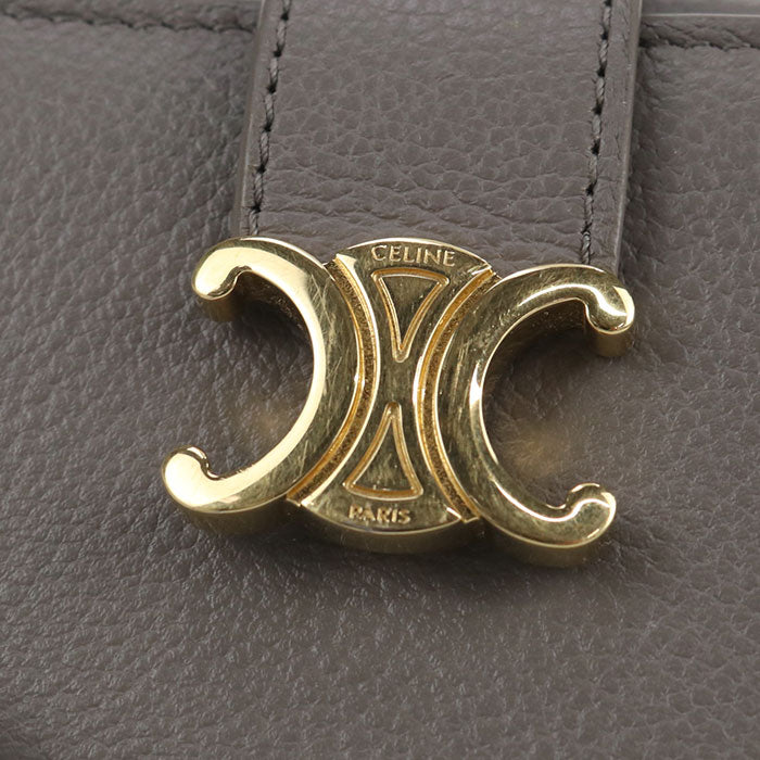 CELINE Fine Strap Wallet Calfskin Tri-fold Compact Wallet - Gray