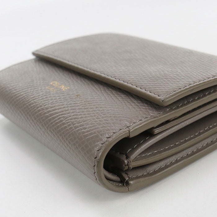 CELINE Calfskin Tri-fold Compact Wallet - Grey