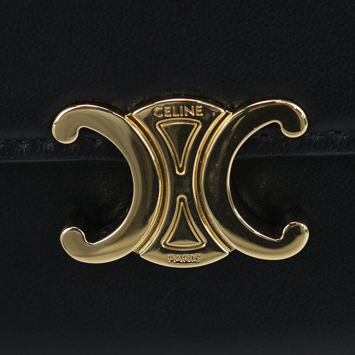 CELINE トリオンフ ラージウォレット カーフスキン 二つ折り長財布 ロングウォレット - ブラック