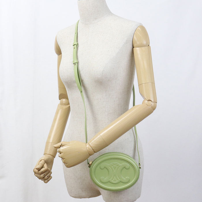 CELINE Oval Purse Cuir Triomphe Calfskin Shoulder Bag - Green