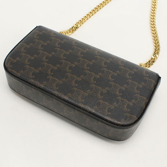 CELINE トリオンフキャンバス チェーン ショルダーバッグ - ブラウン