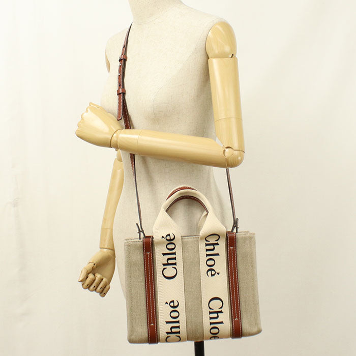 Chloe【クロエ】 CHC22AS397 スモール WOODY トートバッグ リネン レディース