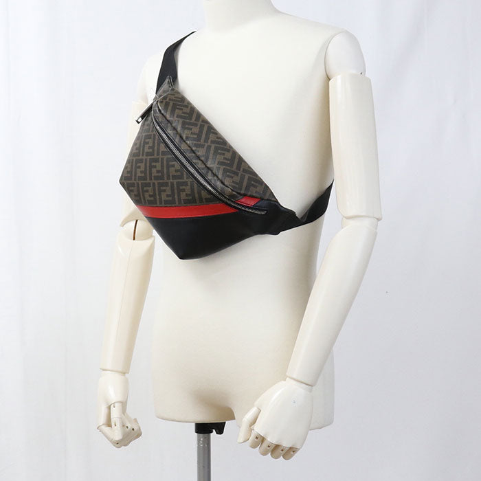 FENDI Diagonal PVC Belt Body Bag - Brown