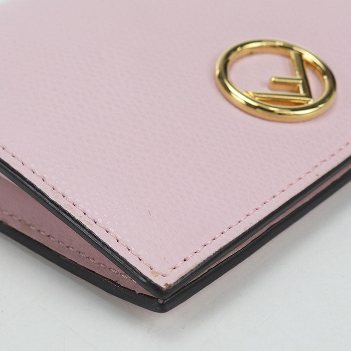 FENDI F is Fendi Calf Leather Bi-fold Wallet Compact Wallet - Pink