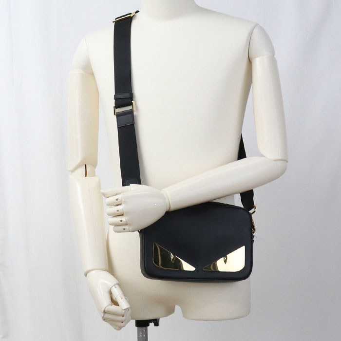 FENDI Monster Leather Shoulder Bag - Black