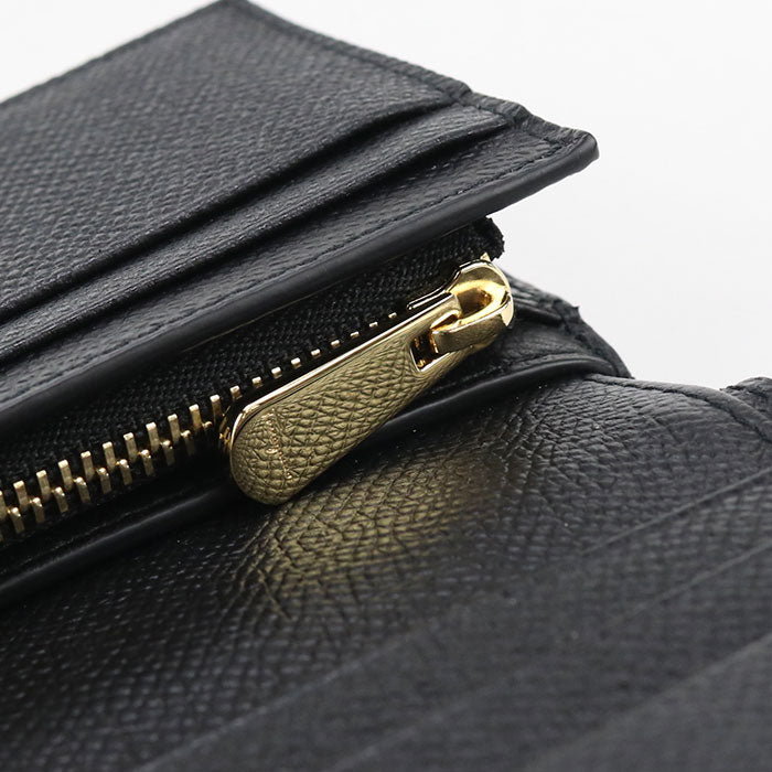 FERRAGAMO Vara Calfskin Bi-fold Compact Wallet - Black