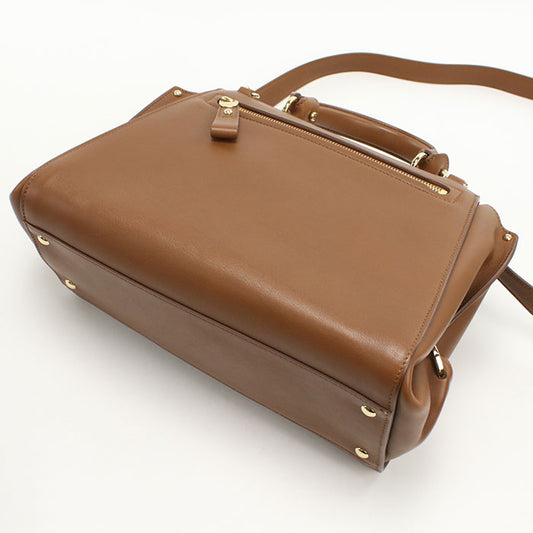 Ferragamo Sofia Gancini Calfskin Handbag/Shoulder Bag - Brown