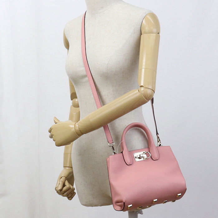 Ferragamo Gancini Studio Bag Calfskin Handbag/Shoulder Bag - Pink