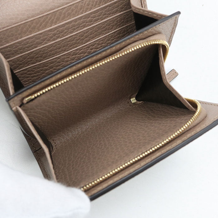 GUCCI GGマーモント ミディアム GGスプリームキャンバス 二つ折り財布 コンパクトウォレット - ベージュ