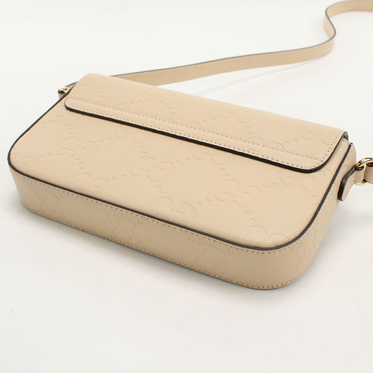 GUCCI GGスーパー GGレザー ミニショルダーバッグ - ベージュ