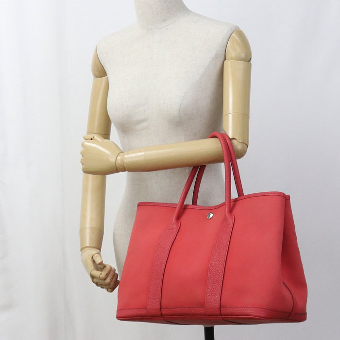 HERMES Garden Party PM Toile Officier Tote Bag - Red