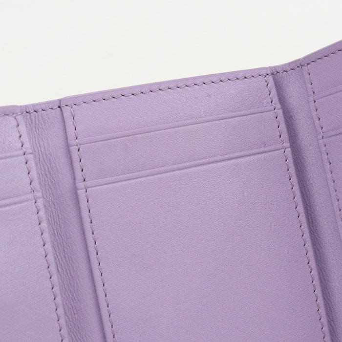 LOEWE Anagram Pebble Grain Calfskin Tri-Fold Compact Wallet - Purple