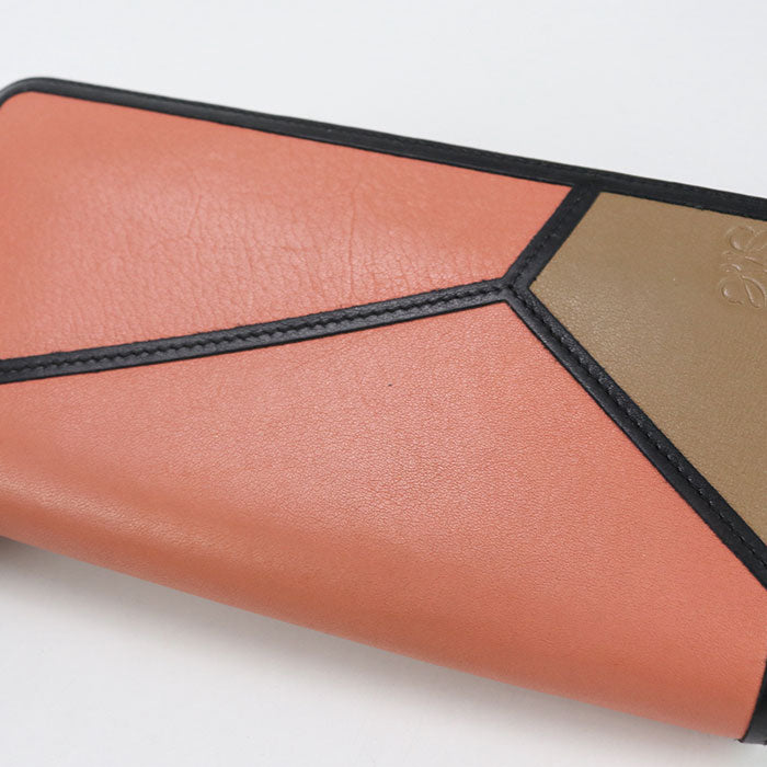 LOEWE Puzzle Zip-Around Calfskin Long Wallet - Pink