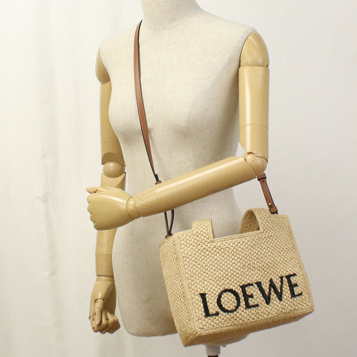 LOEWE Font Tote Small Raffia Handbag/Shoulder Bag - Beige