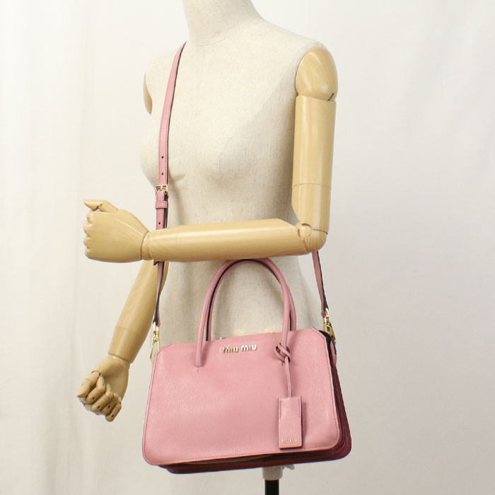 MIUMIU Madras Goatskin Handbag/Shoulder Bag - Pink