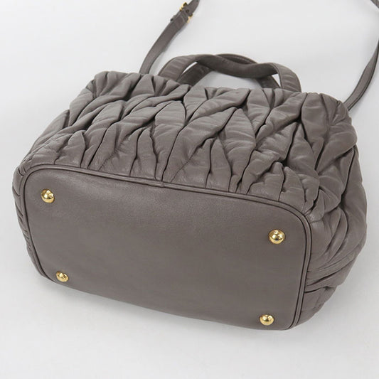 MiuMiu Matelassé Lambskin Handbag/Shoulder Bag - Grey