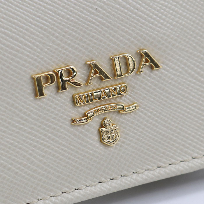 PRADA サフィアーノレザー 二つ折り財布 コンパクトウォレット - ベージュ