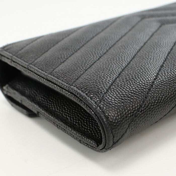 SAINT LAURENT Large Flap Wallet in Calf Leather - Black