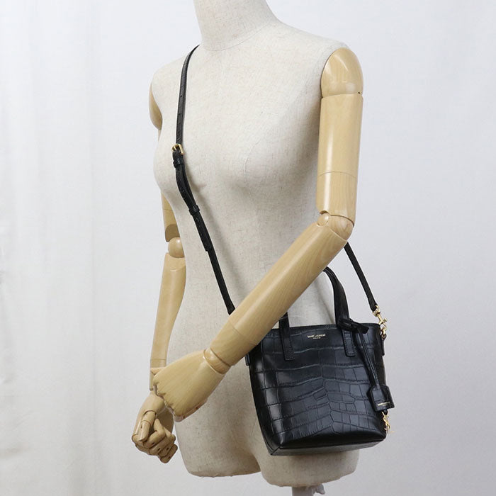 Saint Laurent Mini Toy Shopping Calfskin Handbag/Shoulder Bag - Black