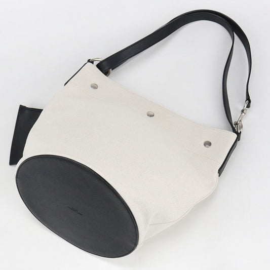 Saint Laurent リヴ ゴーシュ キャンバス バケットバッグ ショルダーバッグ - ホワイト