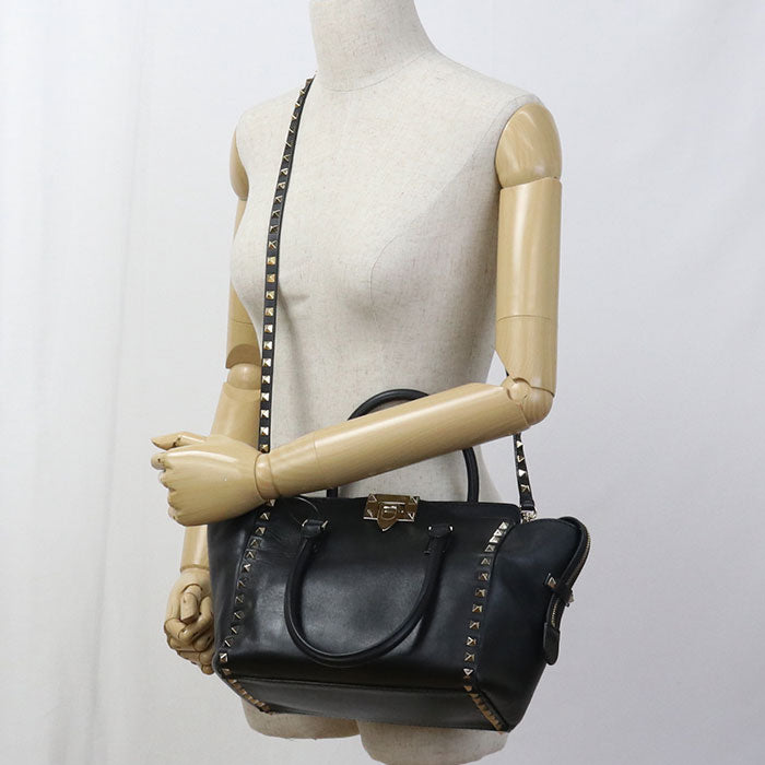 Valentino Rockstud Leather Handbag/Shoulder Bag - Black