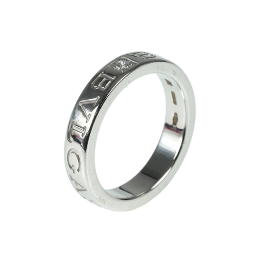 BVLGARI BB Double Logo 1PD Diamond Ring Jewelry - 18K White Gold 