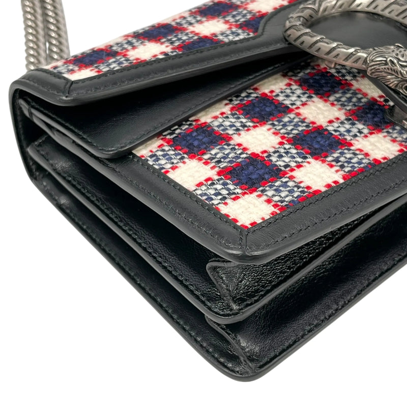GUCCI Dionysus Tweed Shoulder Bag - Red × Blue × White 