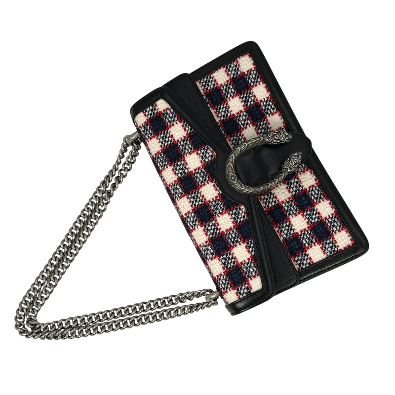 GUCCI Dionysus Tweed Shoulder Bag - Red × Blue × White 
