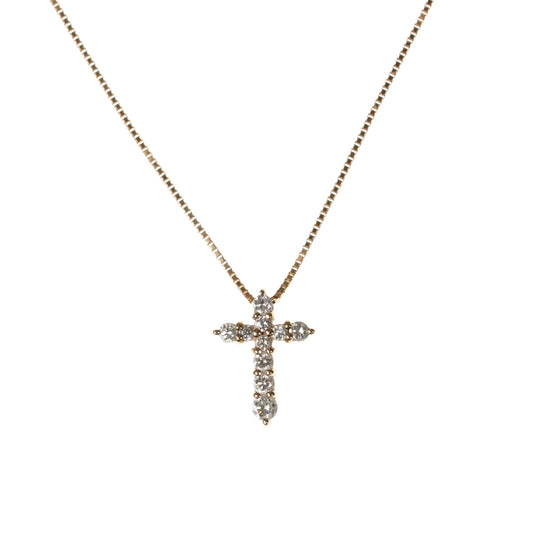 Cross pendant necklace with 0.30ct diamonds - 18K 