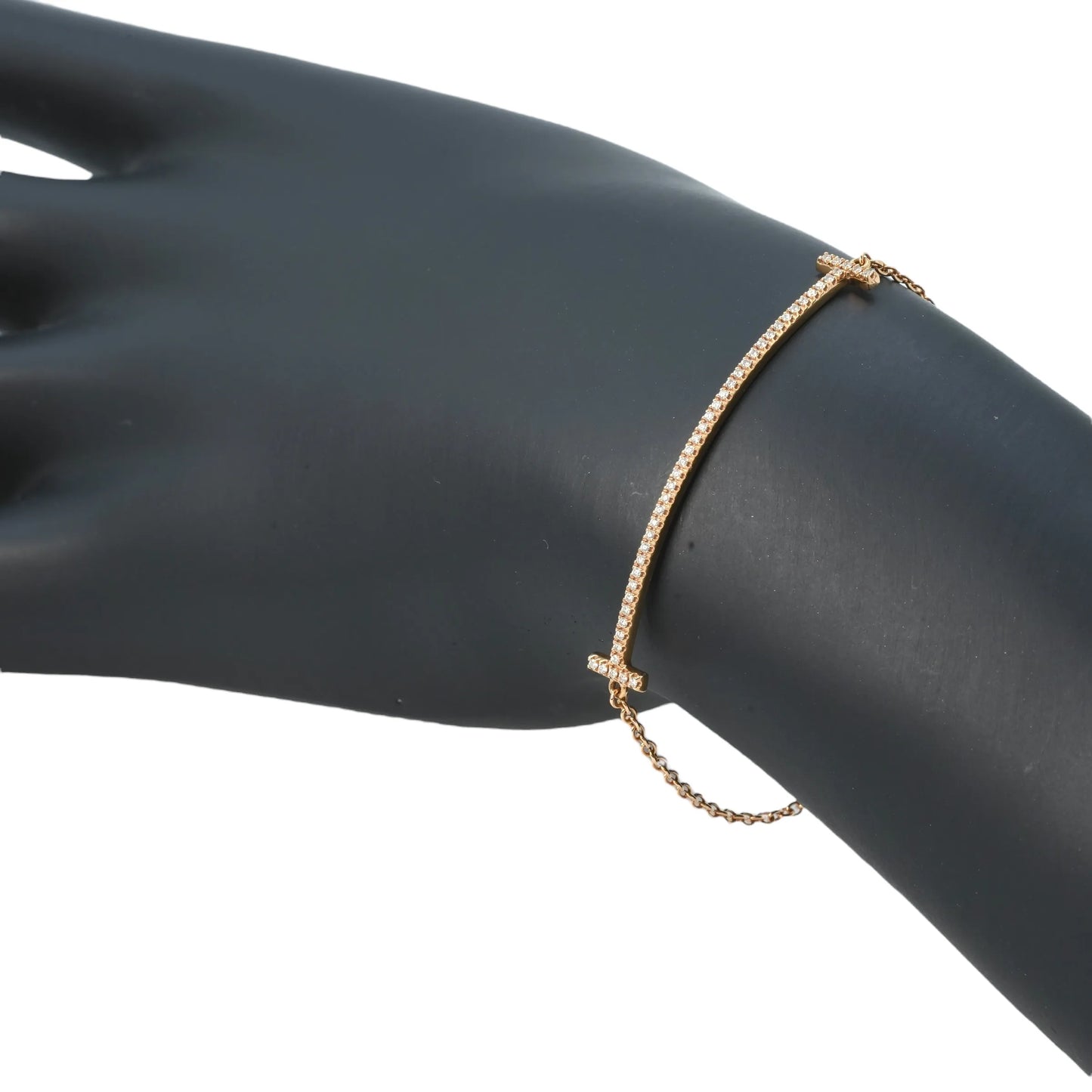 Tiffany &amp; Co T Smile Diamond Bracelet Jewelry - 18KPG 