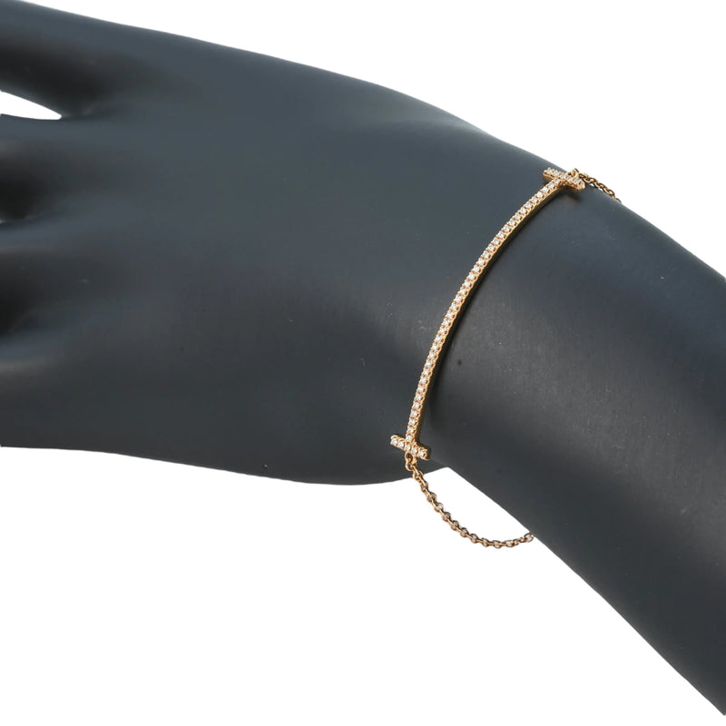 Tiffany &amp; Co T Smile Diamond Bracelet Jewelry - 18KPG 