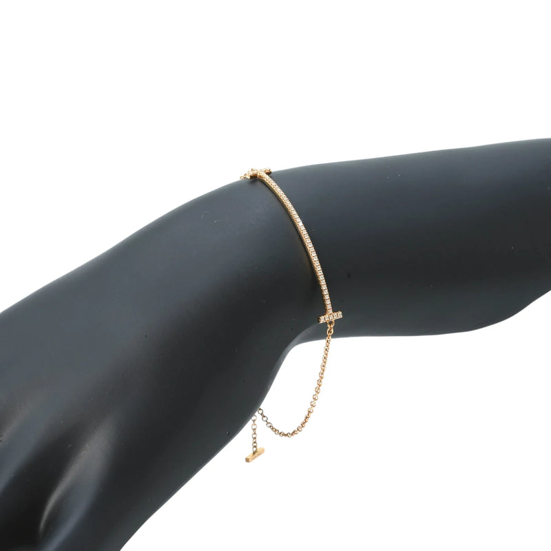 Tiffany &amp; Co T Smile Diamond Bracelet Jewelry - 18KPG 