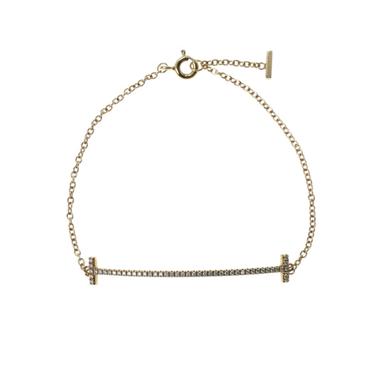 Tiffany &amp; Co T Smile Diamond Bracelet Jewelry - 18KPG 