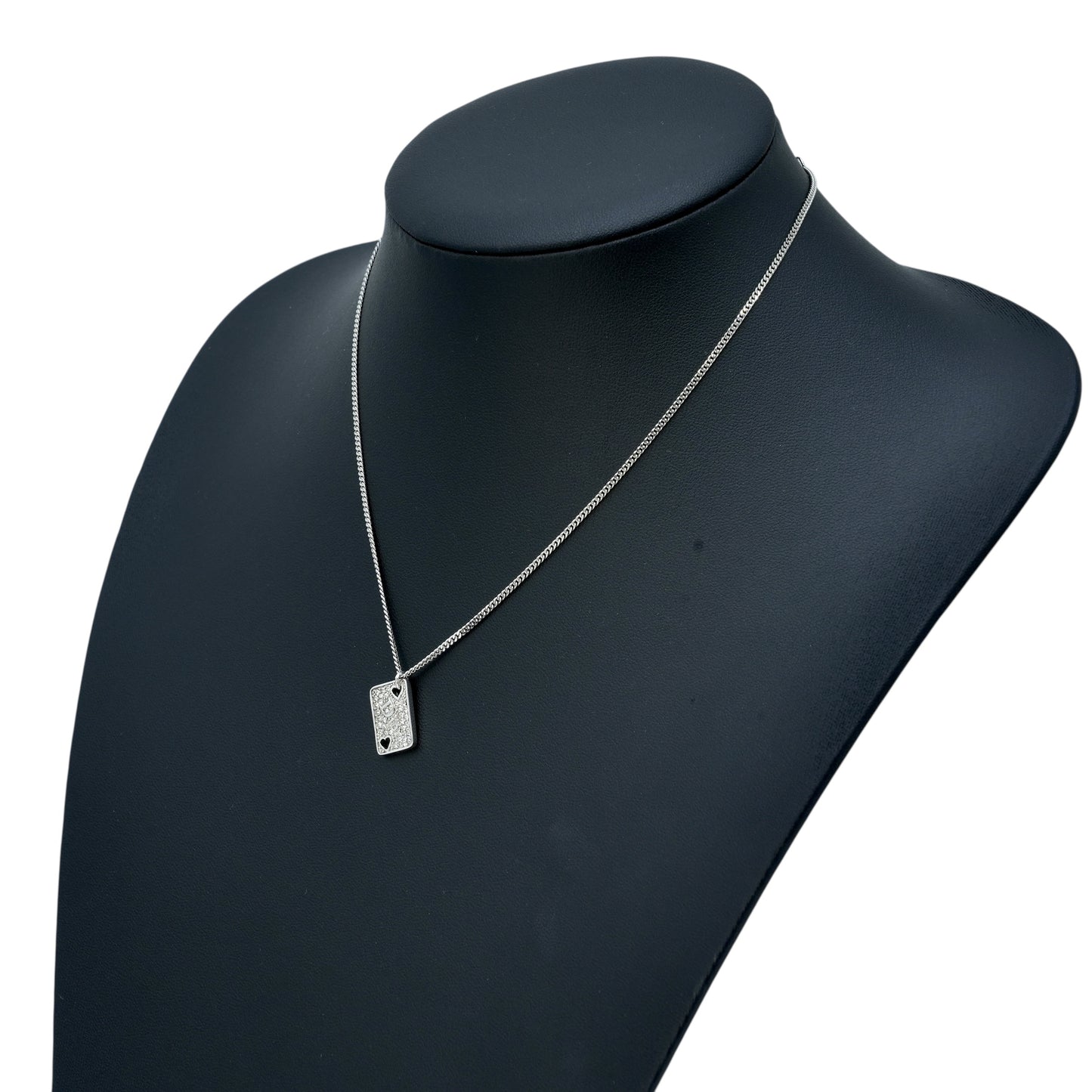 Dior Rhinestone Heart Playing Card Necklace - Metal 