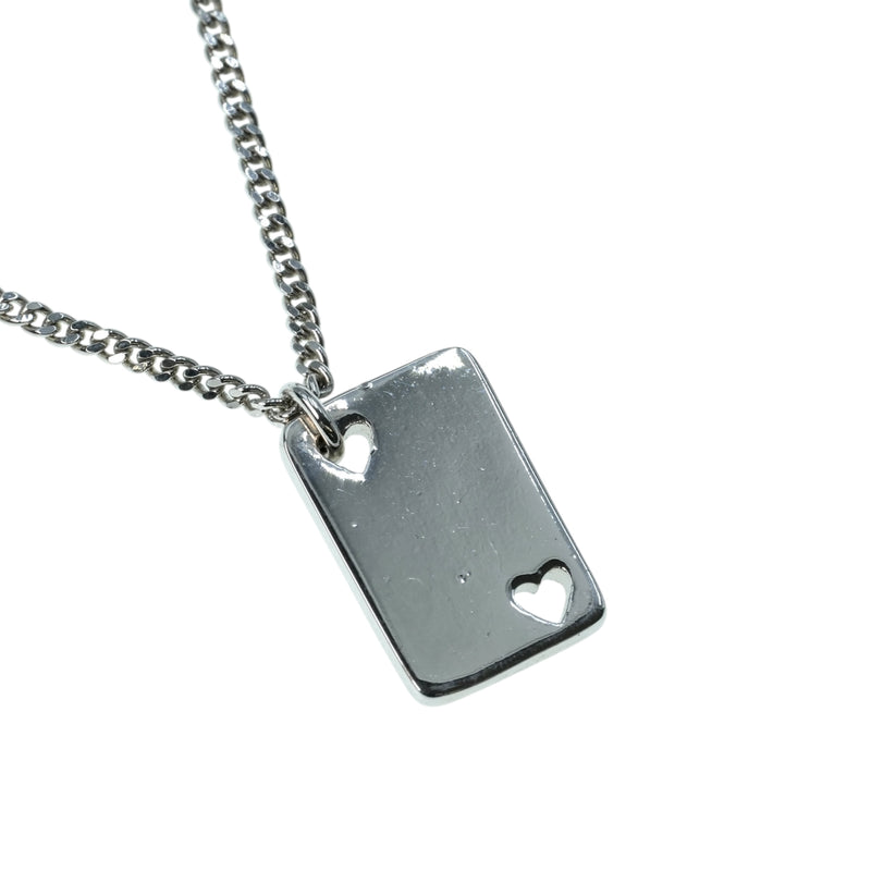 Dior Rhinestone Heart Playing Card Necklace - Metal 