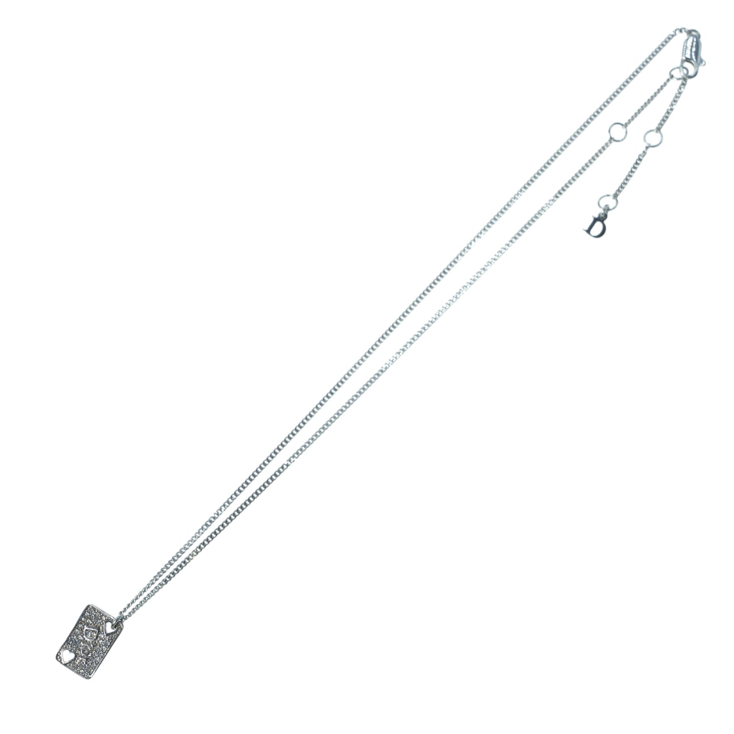 Dior Rhinestone Heart Playing Card Necklace - Metal 