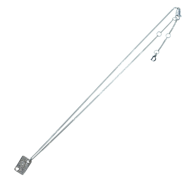 Dior Rhinestone Heart Playing Card Necklace - Metal 